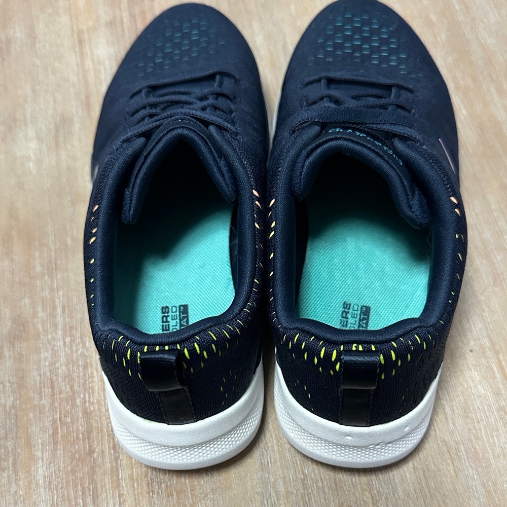 Skechers Black Slip-On Athletic Shoes with Rainbow Stitching - Picture 6 of 9